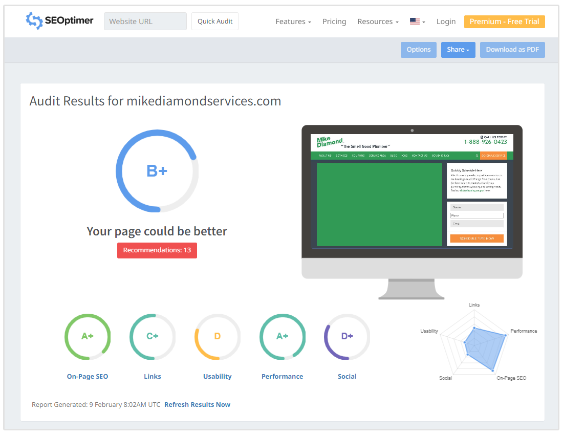 auditoría gratuita de sitio web y verificación de cumplimiento